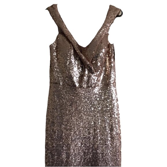 Revelry Bardot Sequin Dress Rose Gold Size 12 NWT - Picture 5 of 9